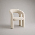 Fauteuil de salon 1 place en tissu bouclé crème, forme arrondie, 70 × 68 × 76 cm