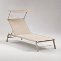 Bain de soleil inclinable en aluminium et toile polyester beige avec pare-soleil réglable – 190 × 60 × 100 cm