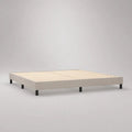 Cadre de lit double en bois beige 180 × 200 cm avec sommier à 30 lattes et pieds en métal noir