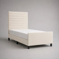 Lit simple rembourré en tissu bouclé ivoire avec tête de lit à panneaux, couchage 90 x 190 cm