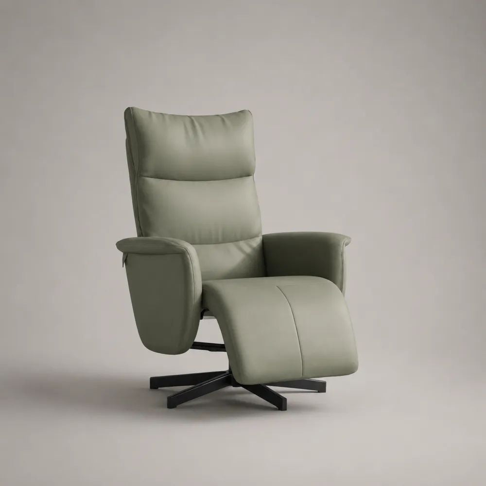 Fauteuil relax pivotant manuel à dossier haut en microfibre polyester vert sauge, 78 × 88 × 110 cm